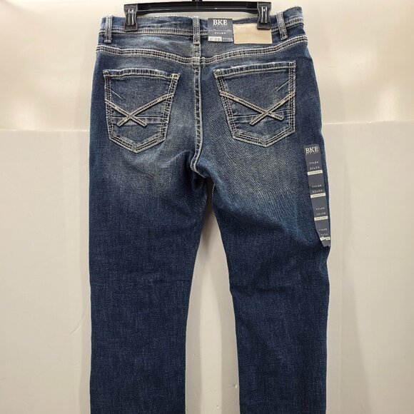 Buckle BKE Tyler Straight Leg Jeans Mens 32x34 Blue Stretch Whiskered Denim - Picture 2 of 15